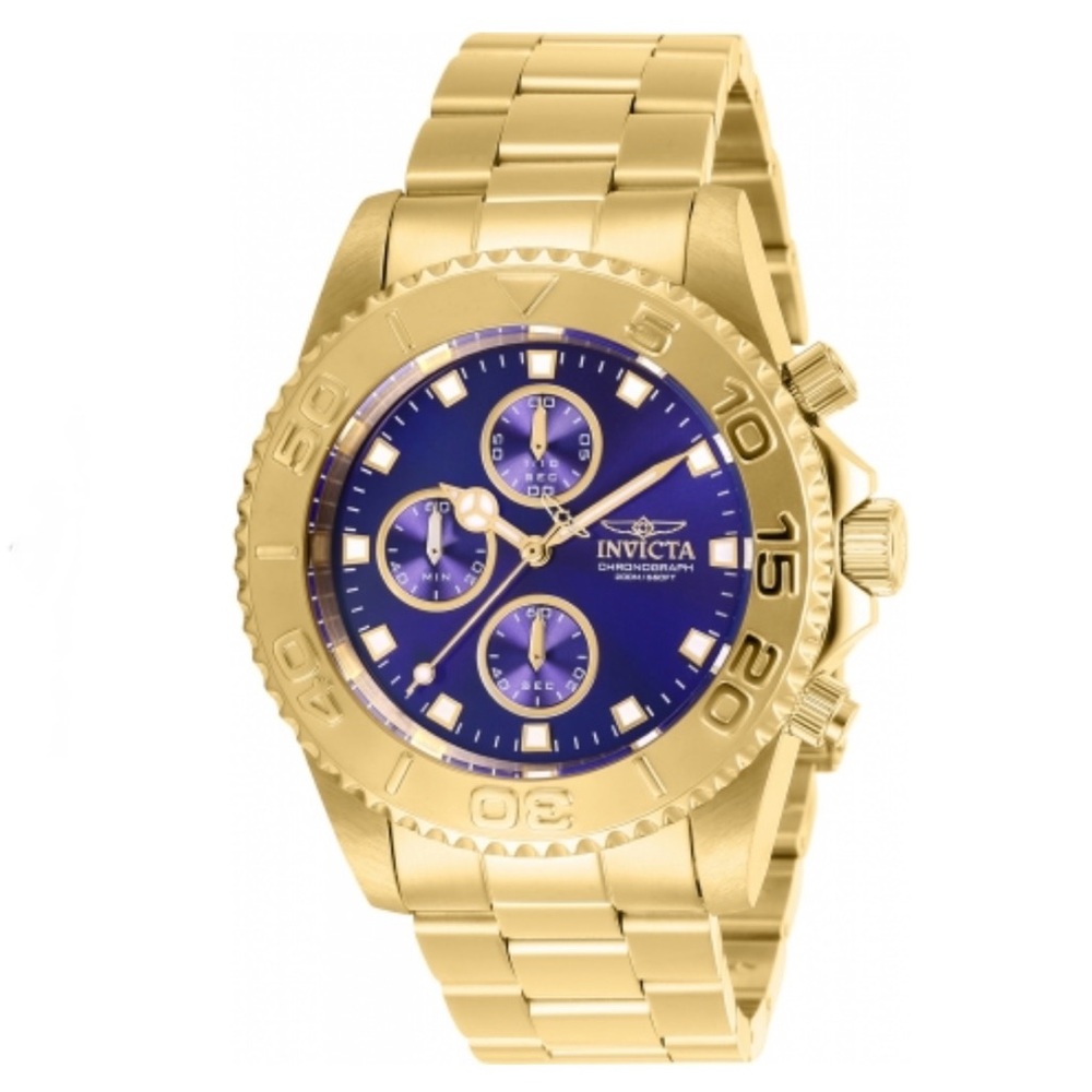 SOLD - Invicta Pro Diver Gold Watch with Blue Dial